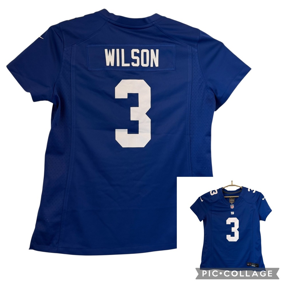 Nike New York Giants Russell Wilson 3 Women Jersey Blue Large NFL‎ Game Day NWOT